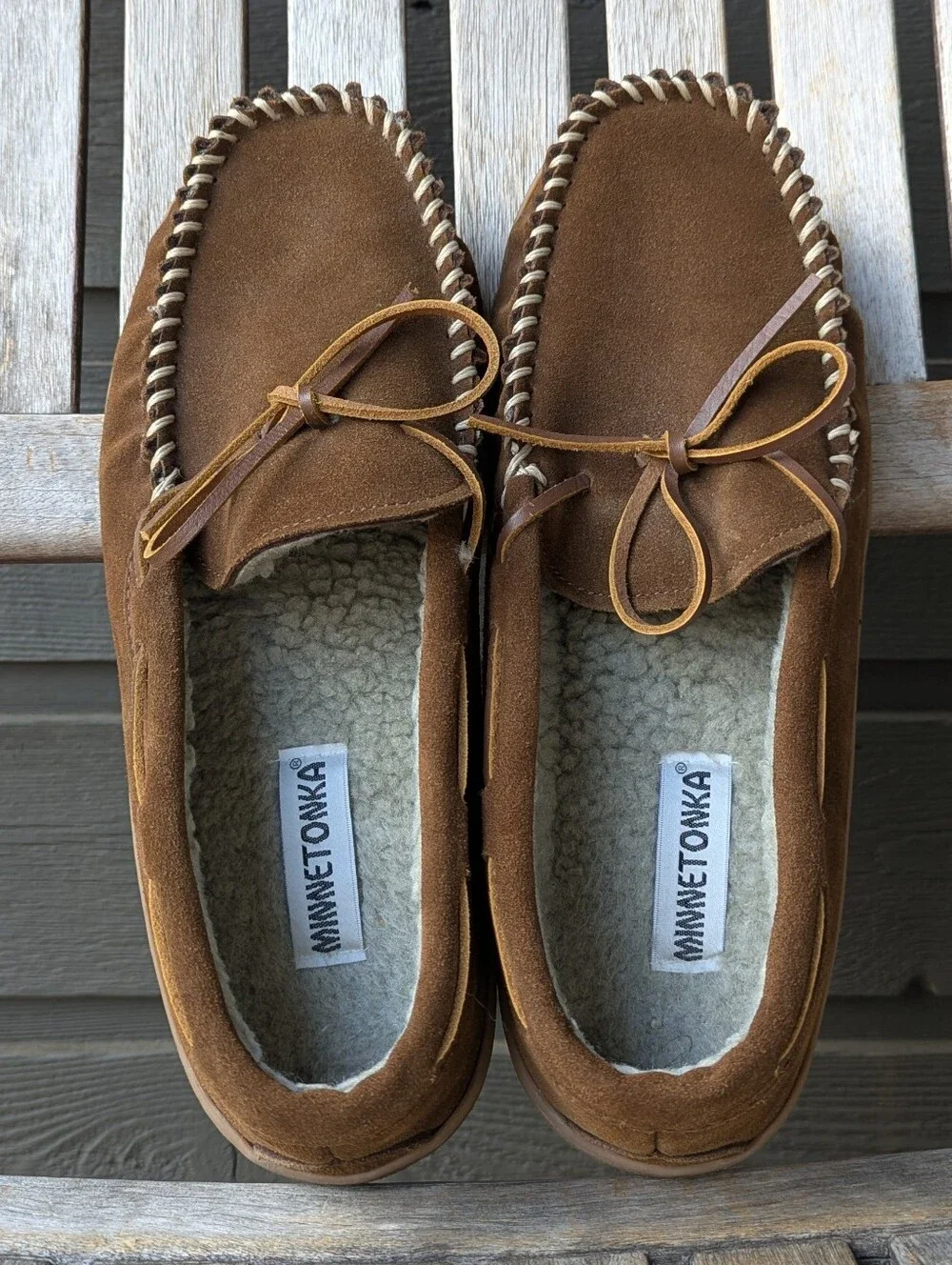 Minnetonka Men's Mankato Trapper II Slipper Brown Suede Fleece Lined Size 13M
